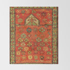 Antique Caucasian Floral Rug Print Throw Blanket Gallery Image 2