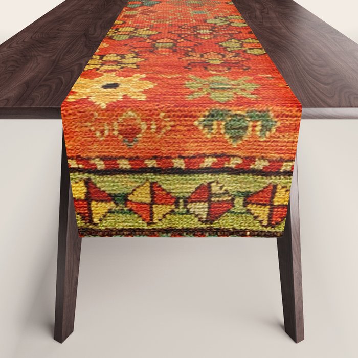 Antique Caucasian Floral Rug Print Table Runner Gallery Image 1