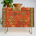 Antique Caucasian Floral Rug Print Credenza Gallery Image 1