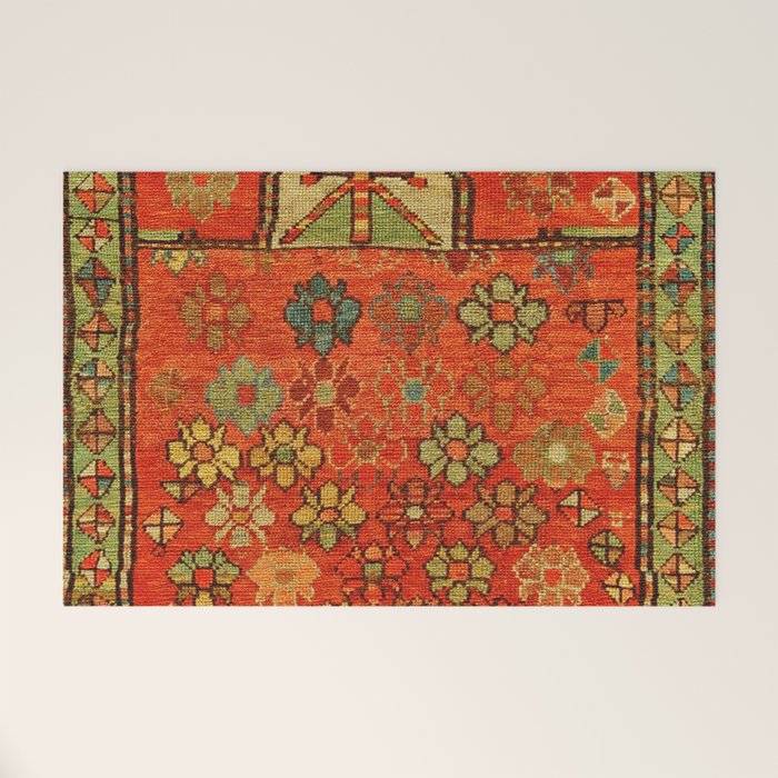 Antique Caucasian Floral Rug Print Welcome Mat Gallery Image 1