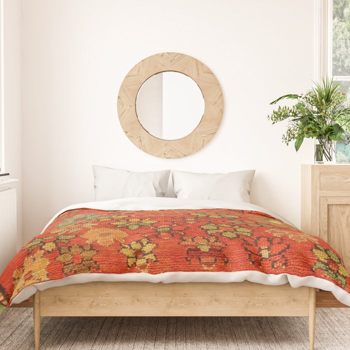 Antique Caucasian Floral Rug Print Duvet Cover Gallery Image 3