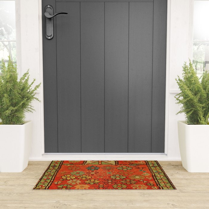 Antique Caucasian Floral Rug Print Welcome Mat Gallery Image 3