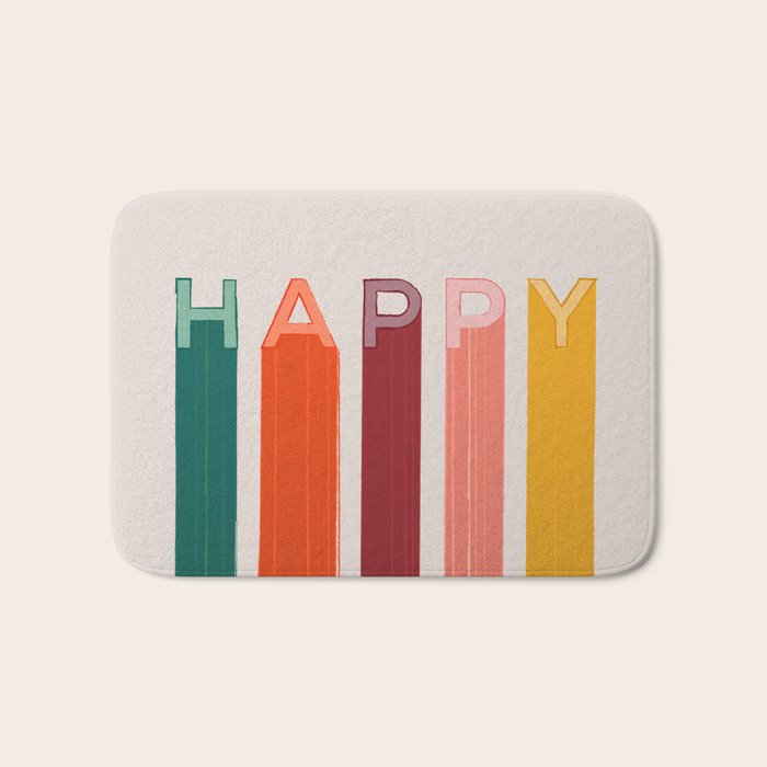 Happy Letters in Retro Colors Bath Mat Gallery Image 1