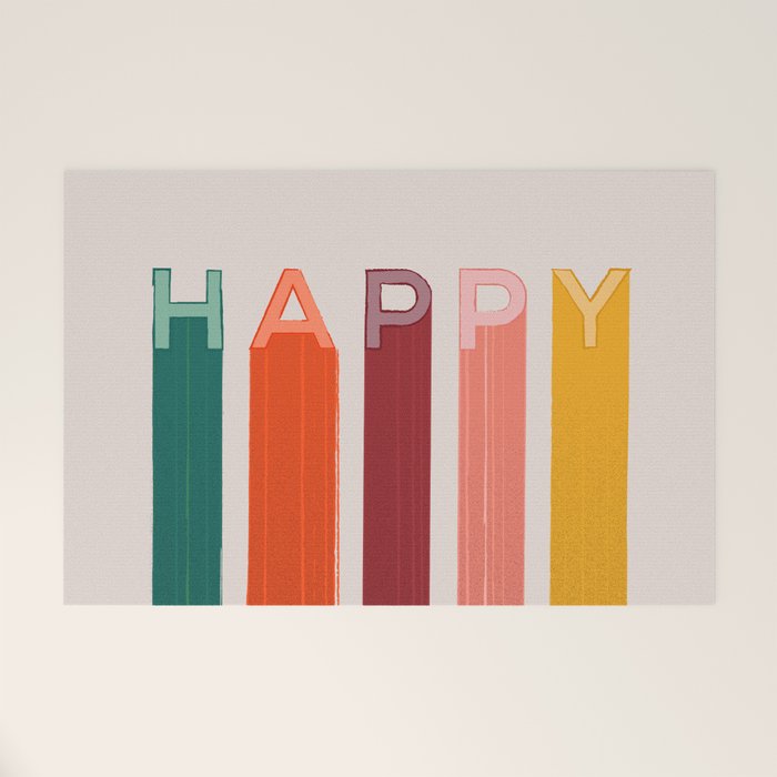 Happy Letters in Retro Colors Welcome Mat Gallery Image 1