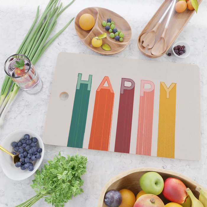 Happy Letters in Retro Colors Cutting Board Gallery Image 2