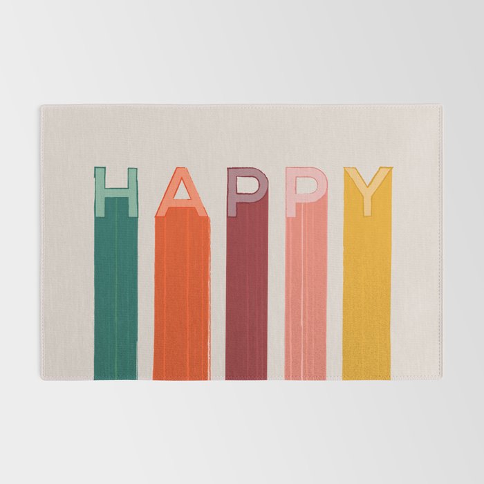 Happy Letters in Retro Colors Rug Gallery Image 2