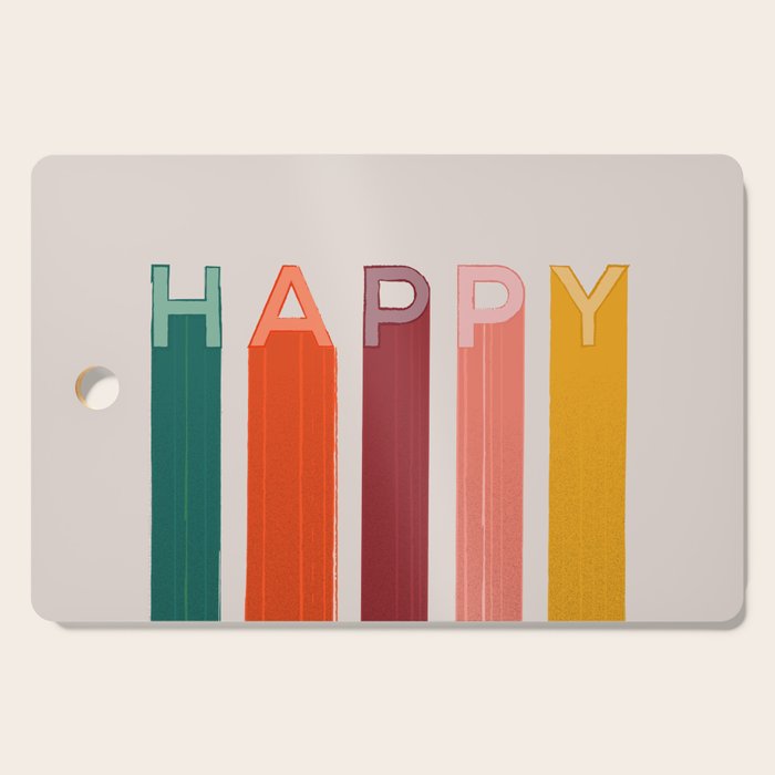 Happy Letters in Retro Colors Cutting Board Gallery Image 1