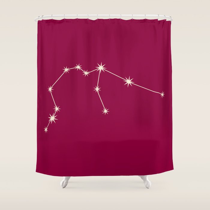 Aquarius Zodiac Star Constellation Line Art Magenta Pink Shower Curtain Gallery Image 1