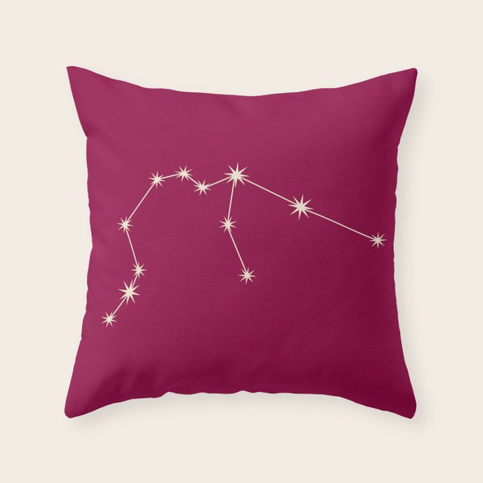Aquarius Zodiac Star Constellation Line Art Magenta Pink Throw Pillow Gallery Image 1