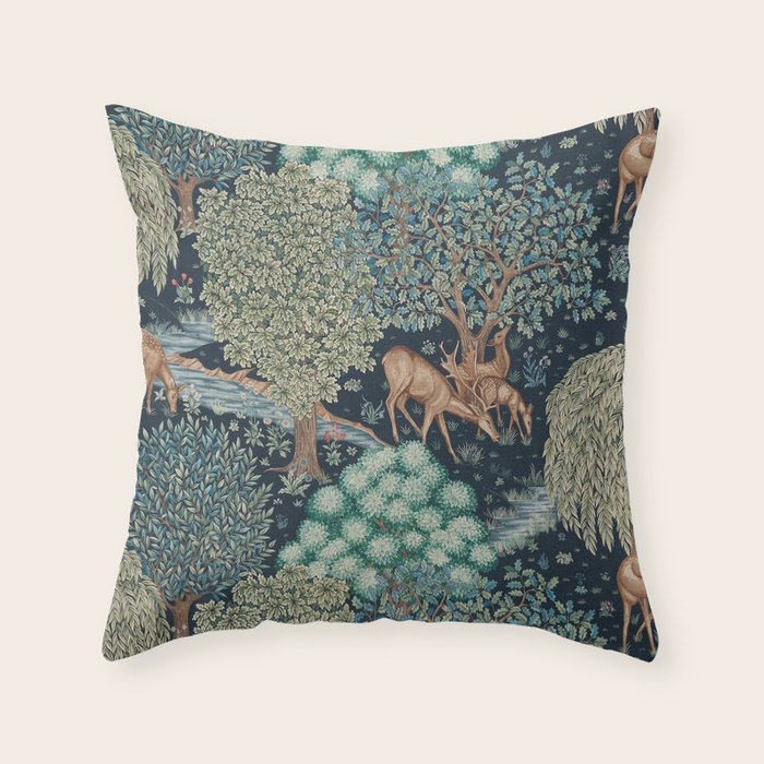 William Morris The Brook Indigo Tapestry Blue Throw Pillow Gallery Image 6