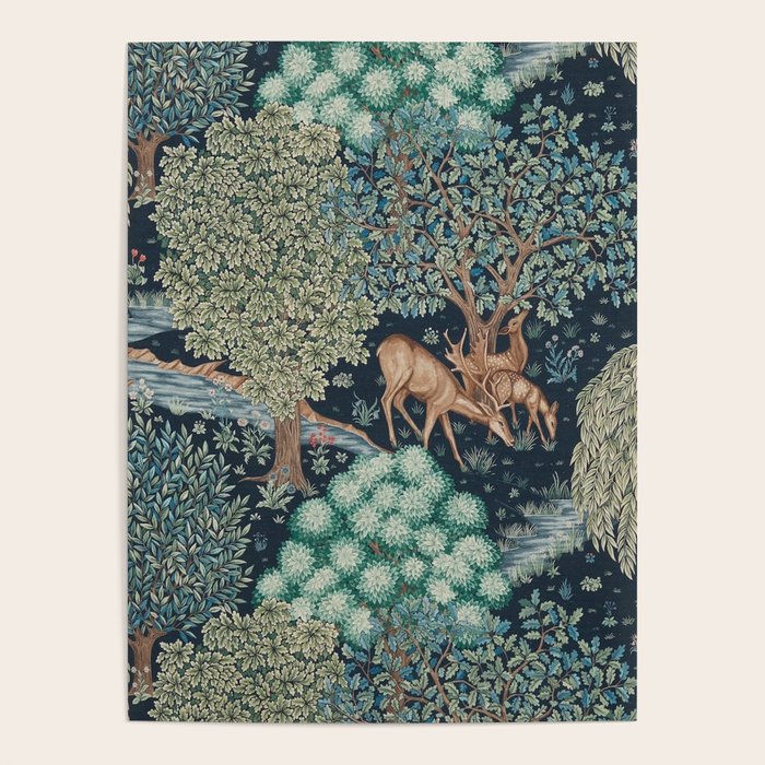 William Morris The Brook Indigo Tapestry Blue Poster Gallery Image 4