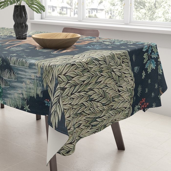 William Morris The Brook Indigo Tapestry Blue Tablecloth Gallery Image 3
