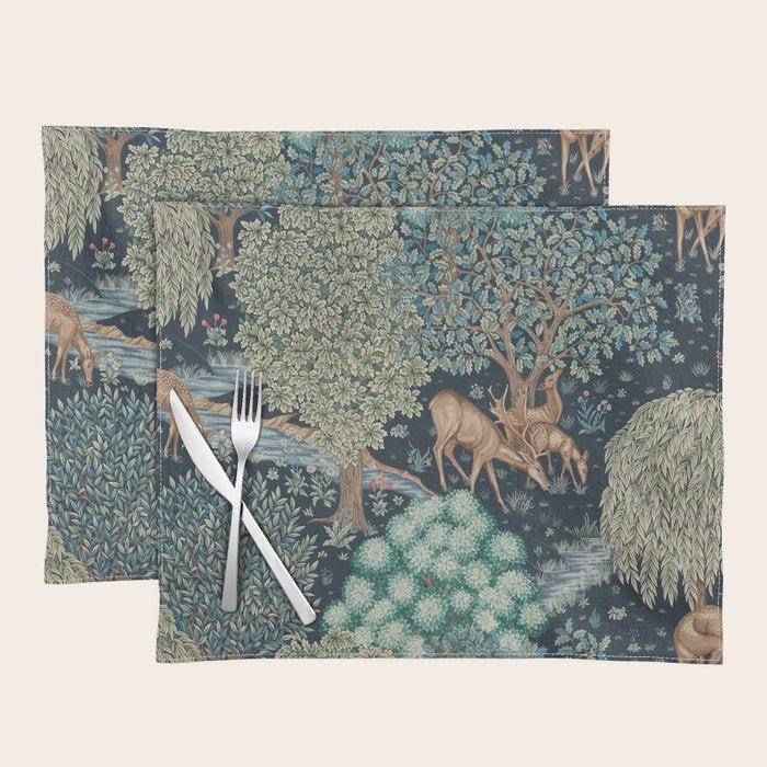 William Morris The Brook Indigo Tapestry Blue Placemat Gallery Image 1