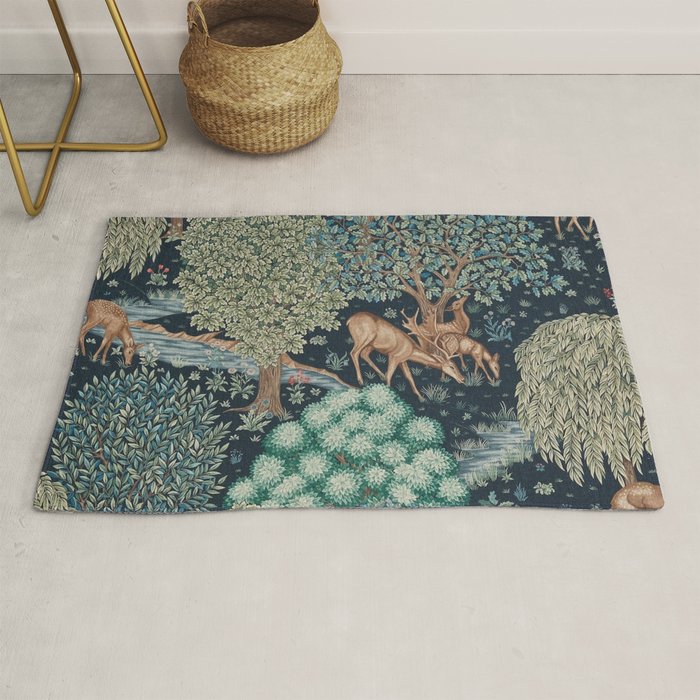 William Morris The Brook Indigo Tapestry Blue Rug Gallery Image 1