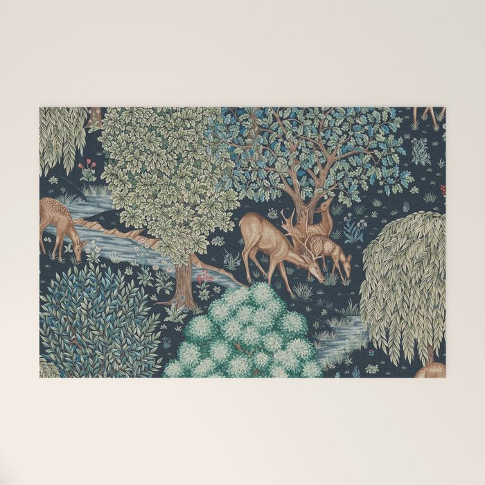 William Morris The Brook Indigo Tapestry Blue Welcome Mat Gallery Image 1