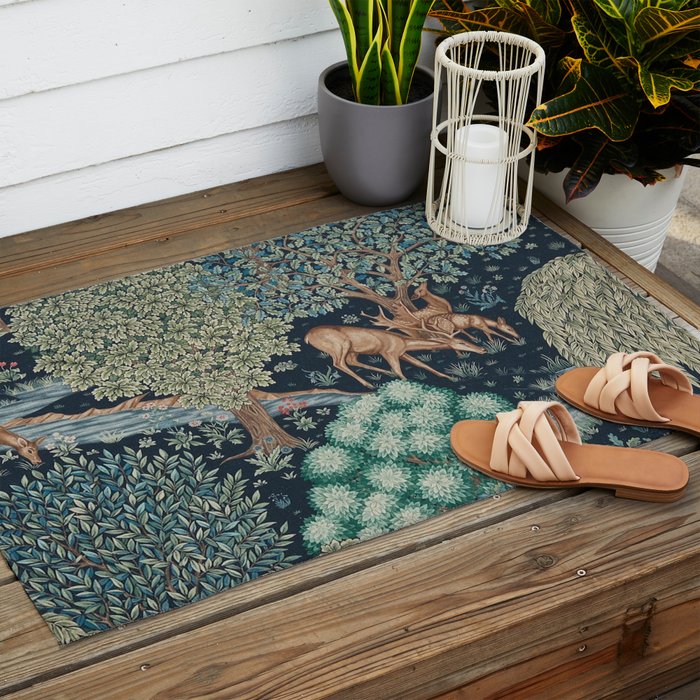 William Morris The Brook Indigo Tapestry Blue Outdoor Rug Gallery Image 2