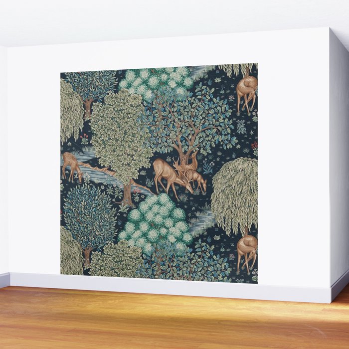 William Morris The Brook Indigo Tapestry Blue Wall Mural Gallery Image 2