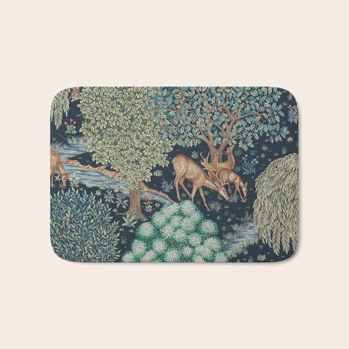William Morris The Brook Indigo Tapestry Blue Bath Mat Gallery Image 1