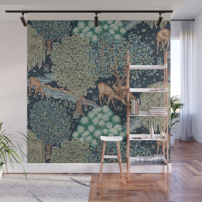 William Morris The Brook Indigo Tapestry Blue Wall Mural Gallery Image 1