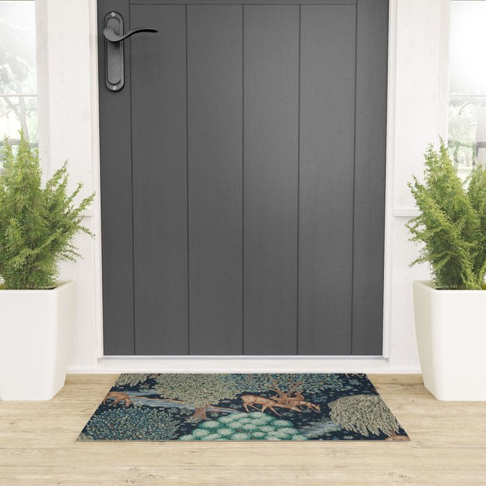 William Morris The Brook Indigo Tapestry Blue Welcome Mat Gallery Image 3