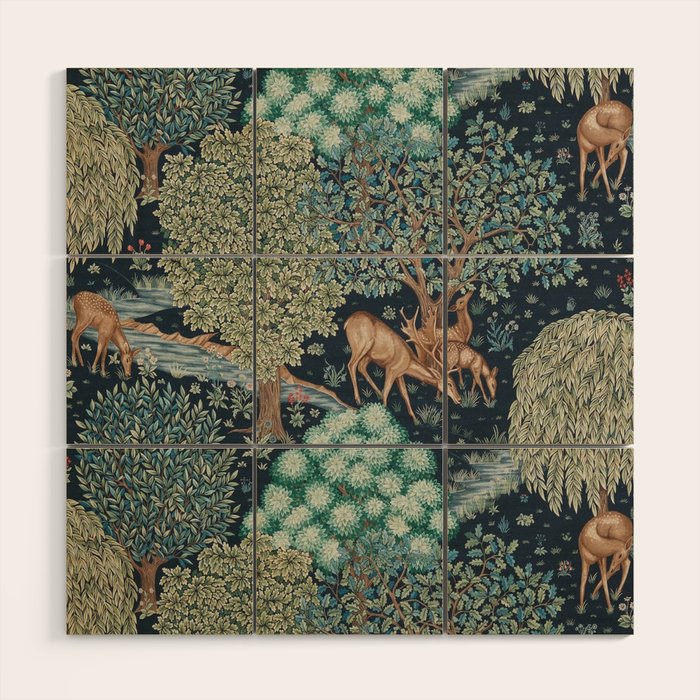 William Morris The Brook Indigo Tapestry Blue Wood Wall Art Gallery Image 1