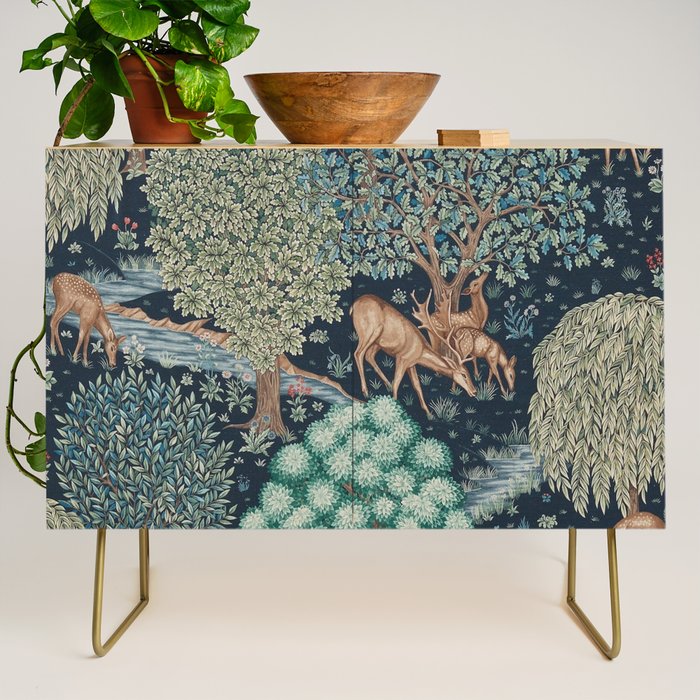 William Morris The Brook Indigo Tapestry Blue Credenza Gallery Image 1