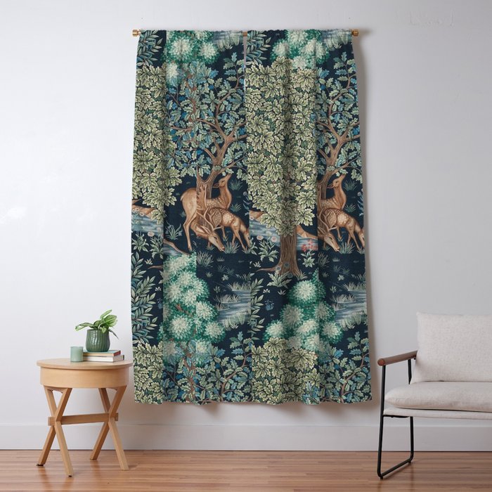 William Morris The Brook Indigo Tapestry Blue Window Curtain Gallery Image 5