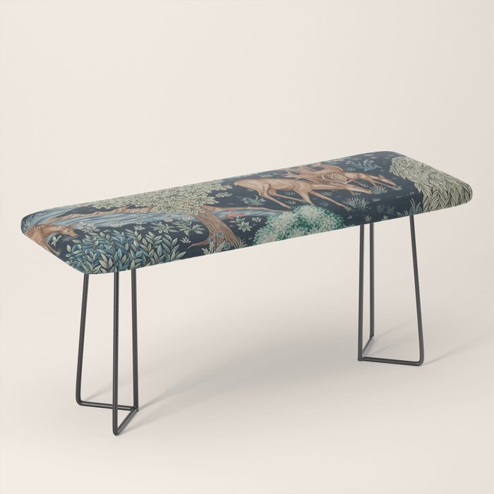 William Morris The Brook Indigo Tapestry Blue Bench Gallery Image 1