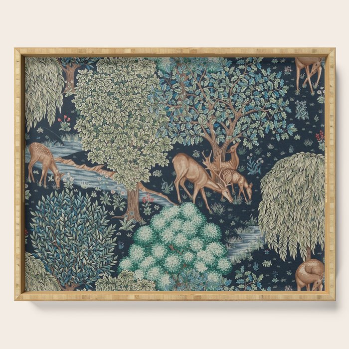 William Morris The Brook Indigo Tapestry Blue Serving Tray Gallery Image 1