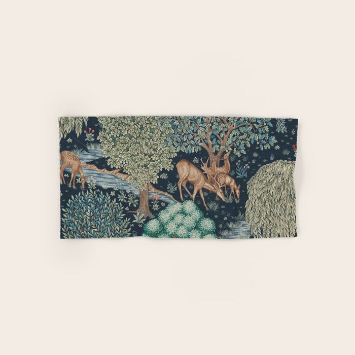 William Morris The Brook Indigo Tapestry Blue Bath Towel Gallery Image 1