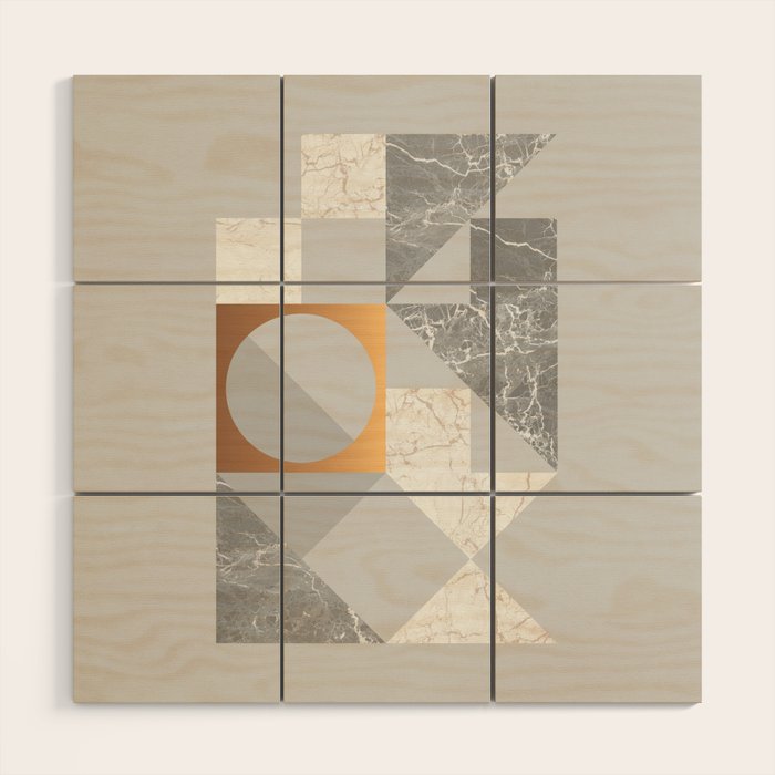 Marble Geometric Grey Wood Wall Art Gallery Image 1