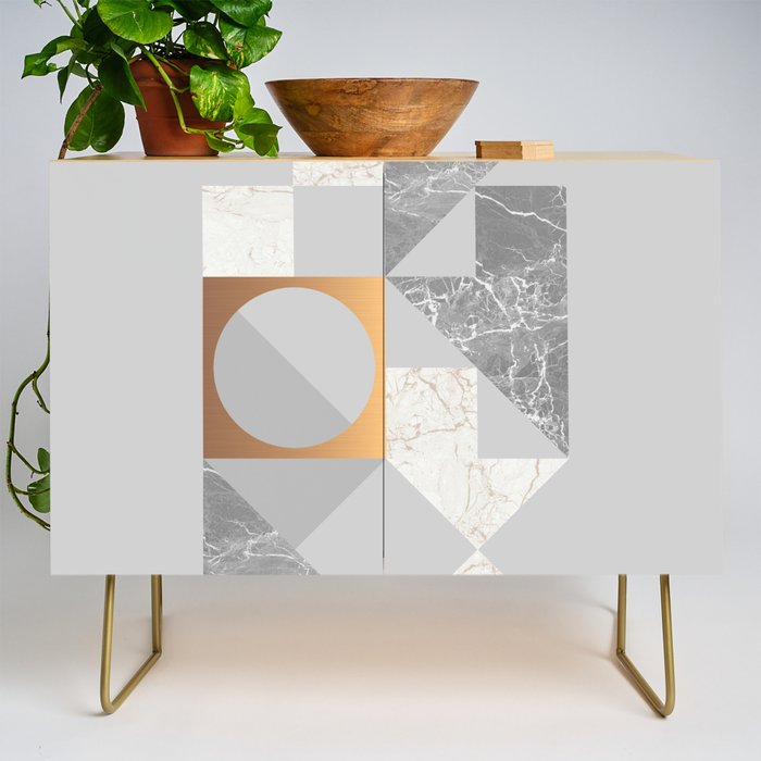Marble Geometric Grey Credenza Gallery Image 1