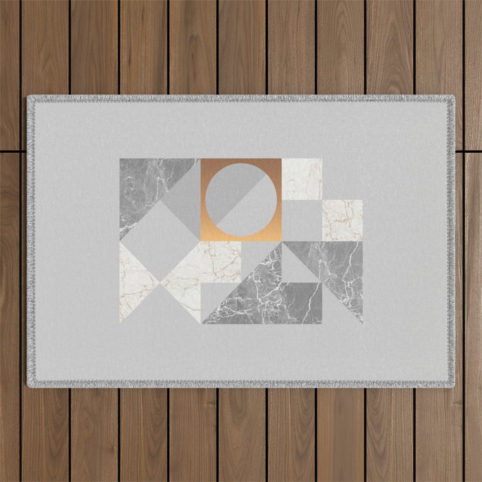 Marble Geometric Grey Outdoor Rug Gallery Image 1