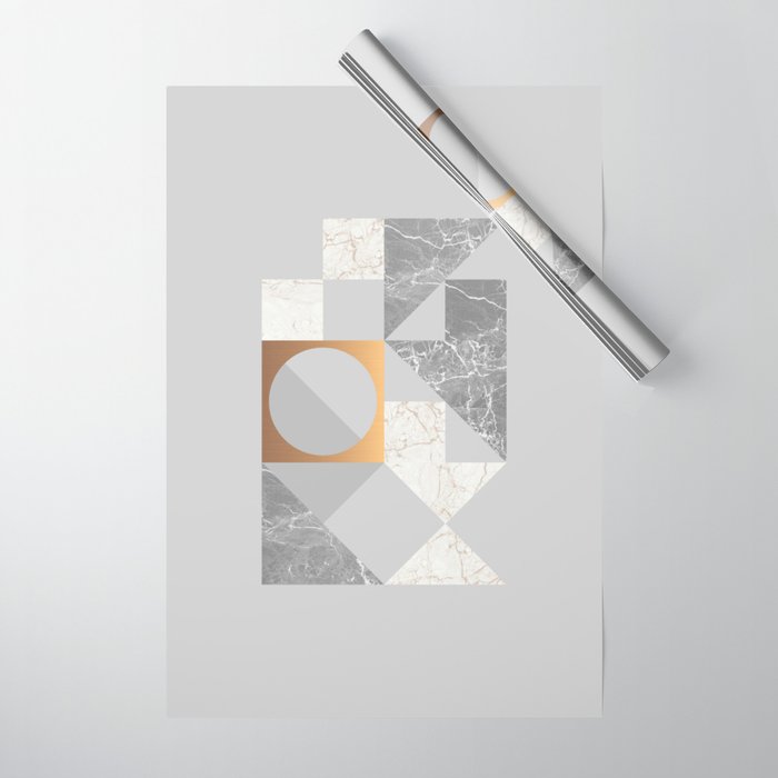 Marble Geometric Grey Wrapping Paper Gallery Image 1