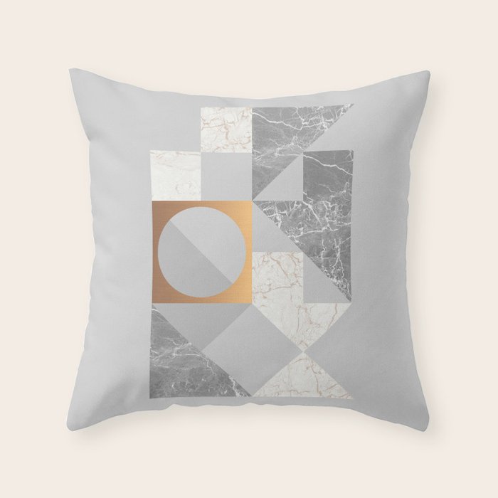 Marble Geometric Grey Throw Pillow Gallery Image 1