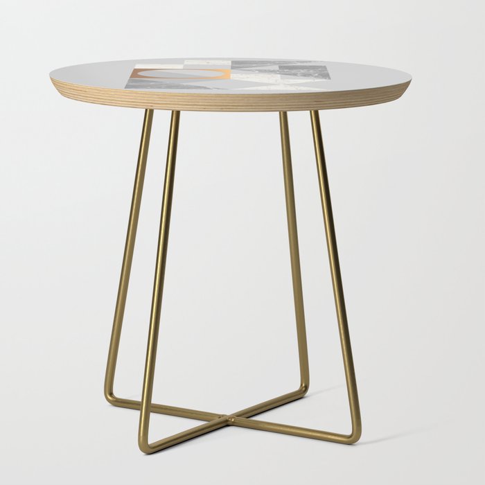 Marble Geometric Grey Side Table Gallery Image 1