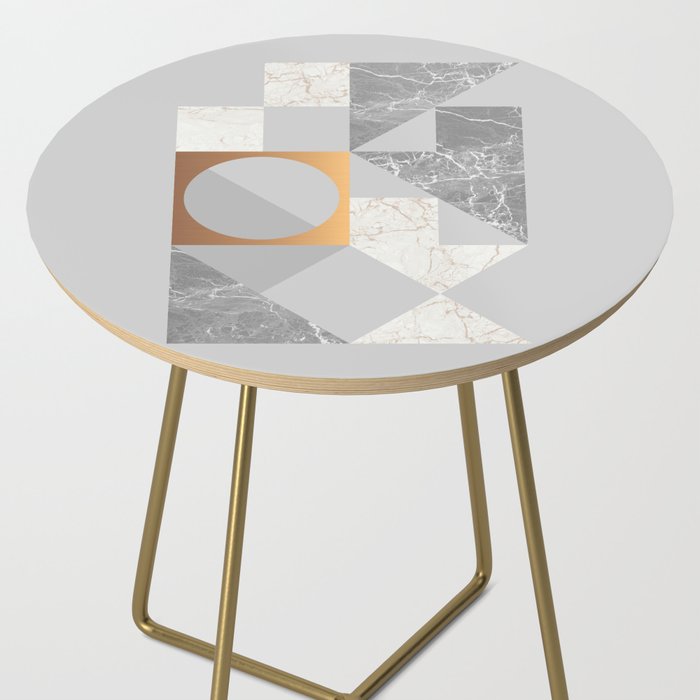 Marble Geometric Grey Side Table Gallery Image 2