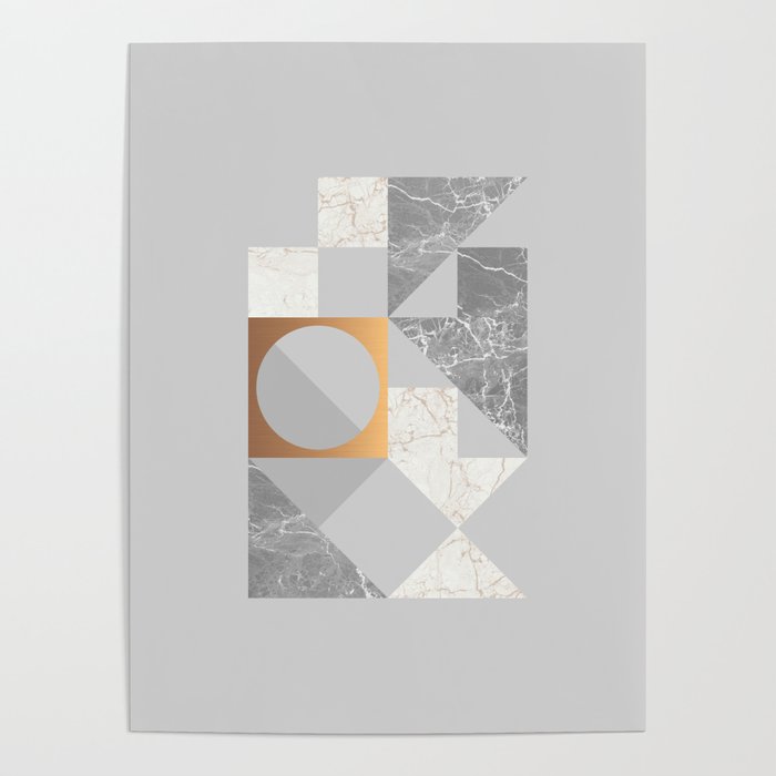 Marble Geometric Grey Poster Gallery Image 4