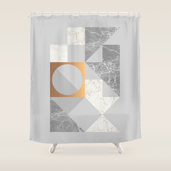 Marble Geometric Grey Shower Curtain Gallery Image 1