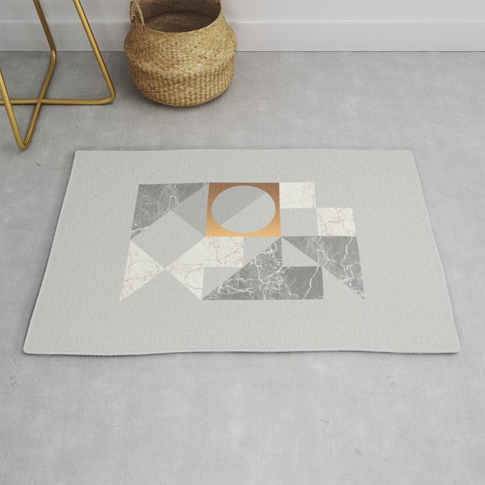 Marble Geometric Grey Rug Gallery Image 1