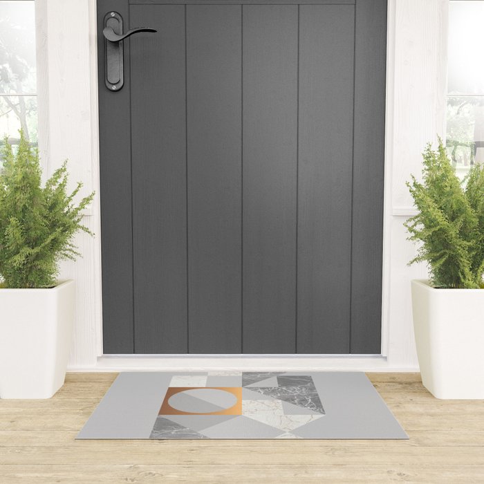 Marble Geometric Grey Welcome Mat Gallery Image 3