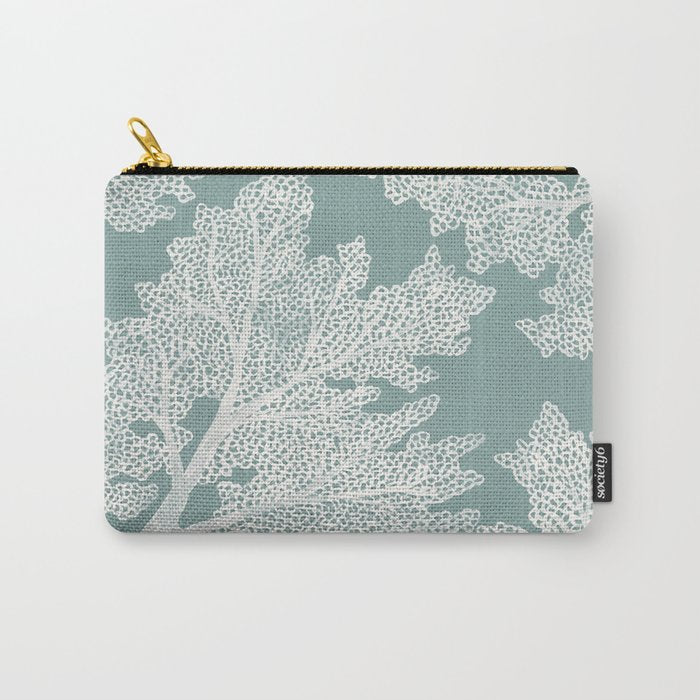 Sea Fan Coral - White on Mint Carry All Pouch Gallery Image 1