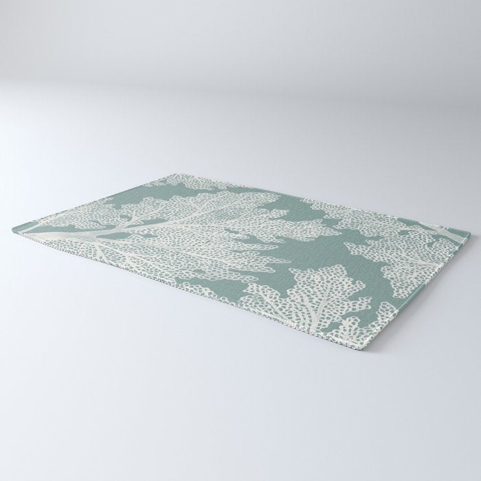 Sea Fan Coral - White on Mint Rug Gallery Image 3