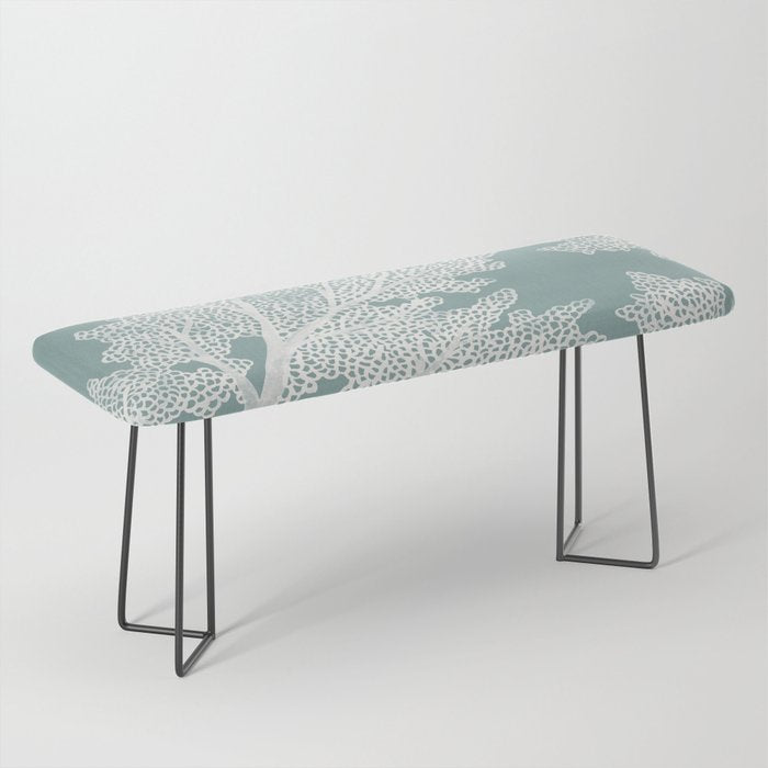 Sea Fan Coral - White on Mint Bench Gallery Image 1
