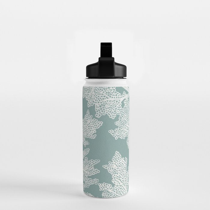 Sea Fan Coral - White on Mint Water Bottle Gallery Image 2