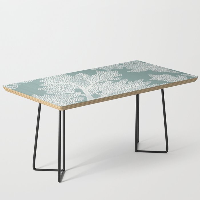 Sea Fan Coral - White on Mint Coffee Table Gallery Image 1