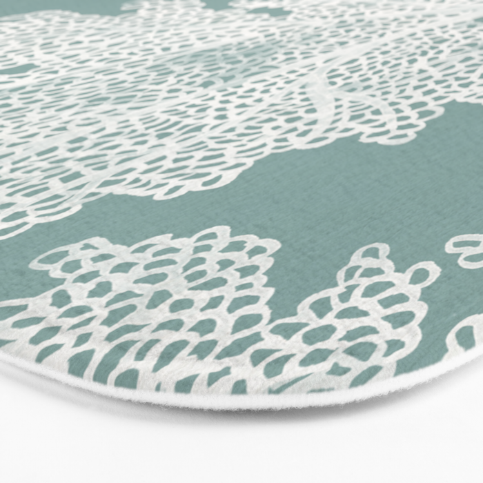 Sea Fan Coral - White on Mint Bath Mat Gallery Image 3