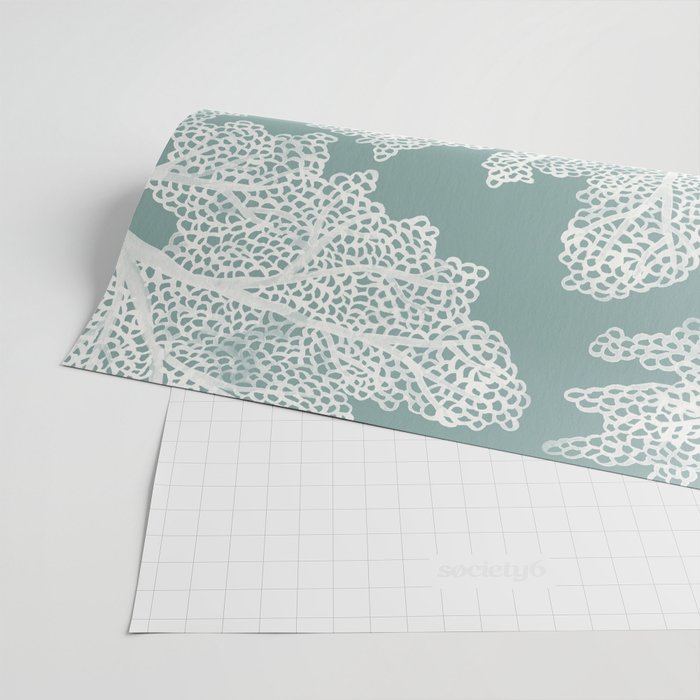 Sea Fan Coral - White on Mint Wrapping Paper Gallery Image 2