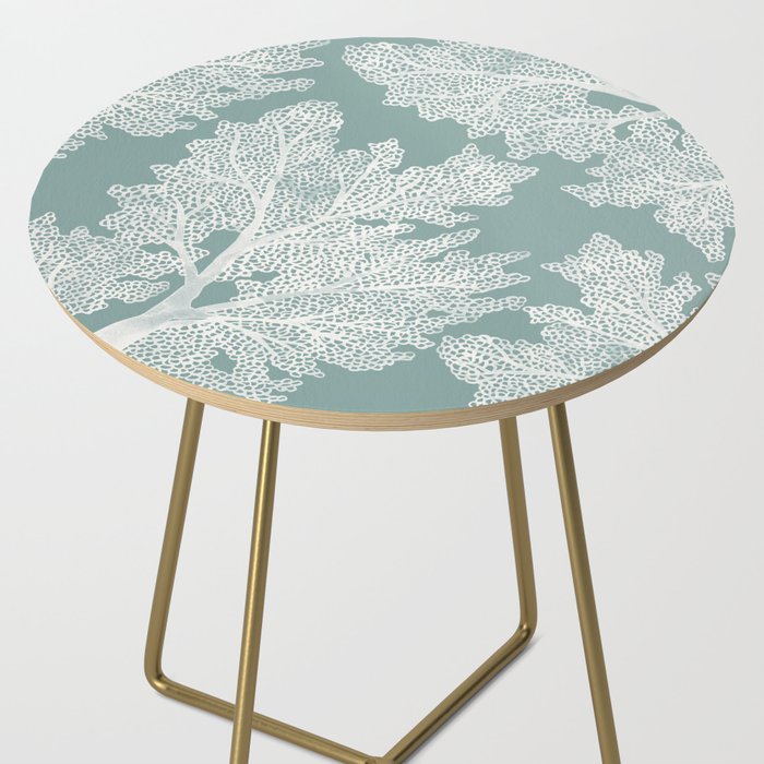 Sea Fan Coral - White on Mint Side Table Gallery Image 2