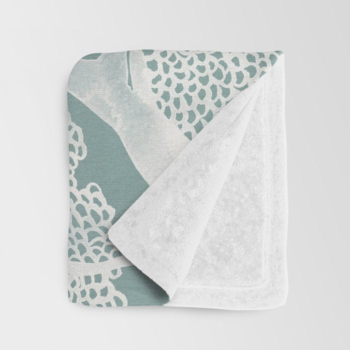 Sea Fan Coral - White on Mint Throw Blanket Gallery Image 3